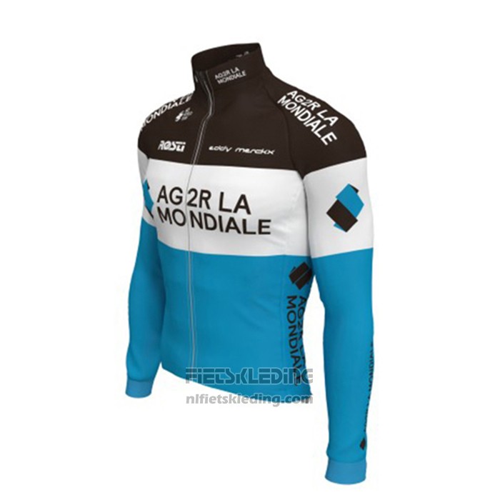 2019 Fietskleding Ag2r La Mondiale Zwart Wit Blauw Lange Mouwen en Koersbroek